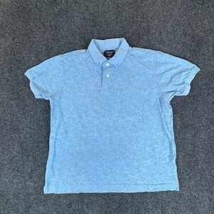 Kensington West London Polo Shirt Mens Medium Light Blue Floral Pure Cotton Golf